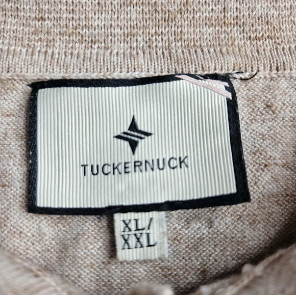 Tuckernuck Clayton Long Sleeve Knit Polo Tan Size XL/XXL Linen Blend - Picture 6 of 13
